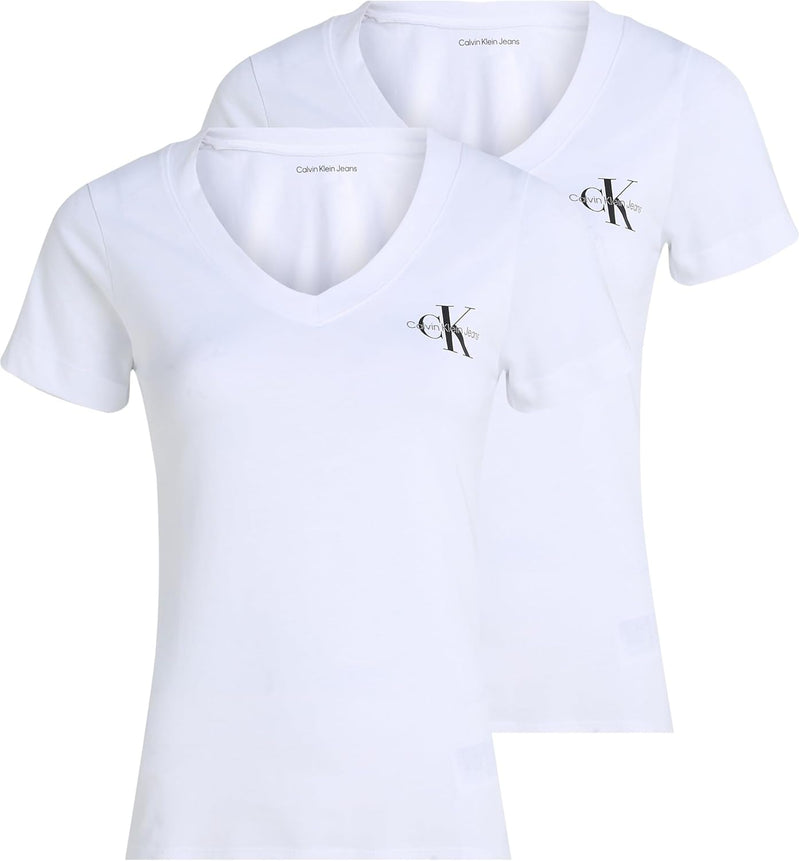 Womens 2-PACK MONOLOGO V-NECK TEE T-shirt - Brilliant White / Brilliant White