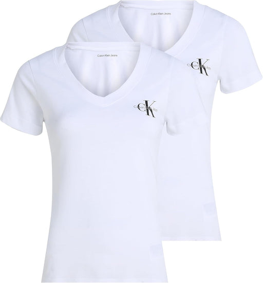 Womens 2-PACK MONOLOGO V-NECK TEE T-shirt - Brilliant White / Brilliant White
