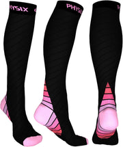 Compression Socks for Men & Women 20-30 mmhg - Athletic Fit (1 Pair) - XXL Black/Pink