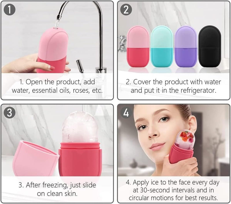 ECVV Ice Face Roller Massager for Face, Eyes and Neck, Skin Care Roller Face Massager Reduce Puffiness, Reusable Massage Silicone Ice Mold (Blue)