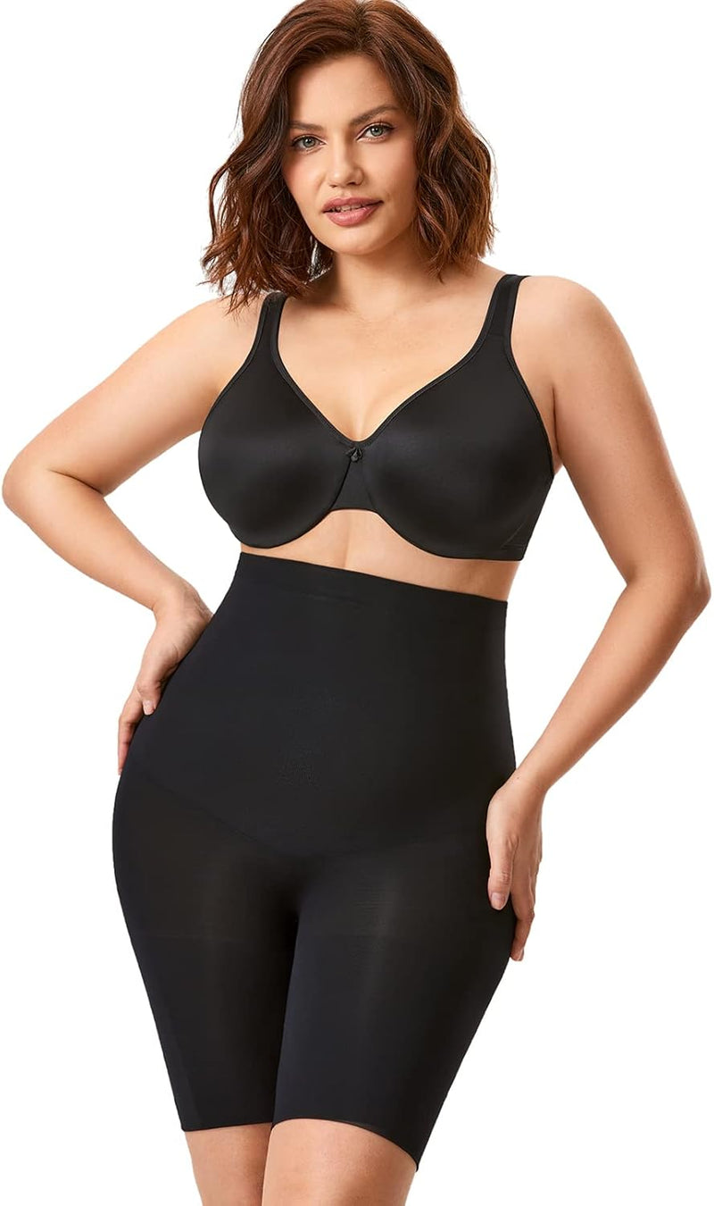 DELIMIRA Women's Shapewear Shorts Panties Tummy Control Plus Size Thigh Slimmer High Waist