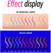 Glow in the Dark Face Paint Pen 12PCS, UV Neon Body Painting Kit for Kids & Adults, Waterproof Smudge-Proof Skin Marker Pens for Halloween Makeup, Tattoo, Festival & Party Eye Body Art