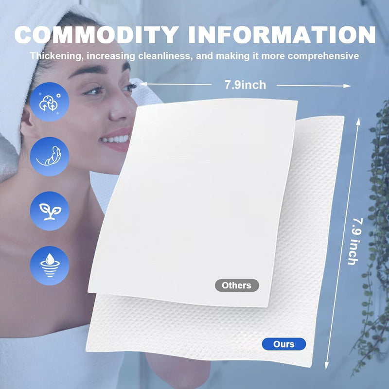 Disposable Face Towel, 200 Count Soft Cotton Facial Dry Wipes, Lint-Free Dry Wipes, Multi-Purpose for Skin Care, Make-up Wipes, Face Wipes and Facial Cleansing Large packing, for Sensitive Skin