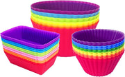 Silicone Cupcake Liners Baking Cups Non-Stick Jumbo Reusable Muffin Molds Bento Bundle Lunch Box Dividers (30-Pack) - Jumbo Combination