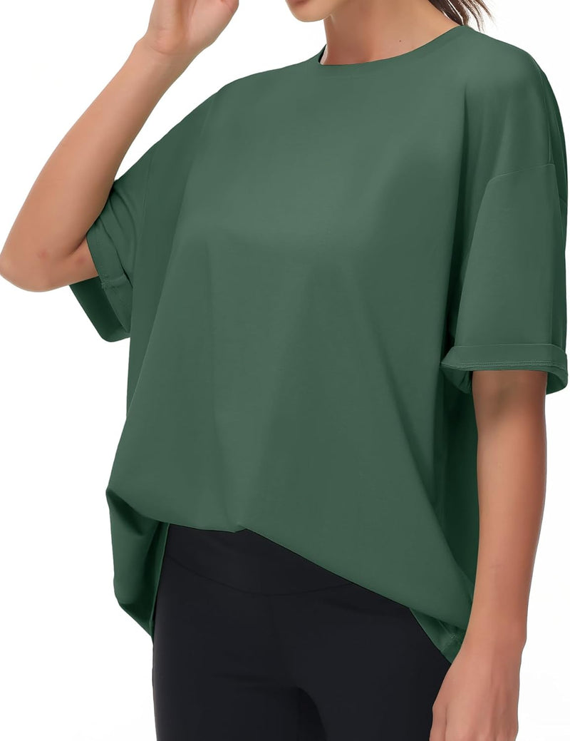 THE GYM PEOPLE Women's Casual Oversized T-Shirts Summer Crewneck Short Sleeve Workout Basic Tee Tops