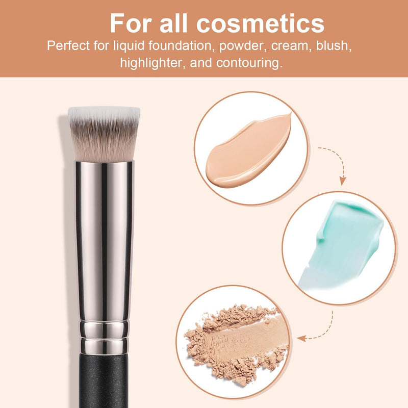 TEOYALL Angled Foundation Contour Brush, Synthetic Kabuki Brush for Concealing Blending Setting Buffing with Liquid, Cream and Powder Cosmetic (170S)