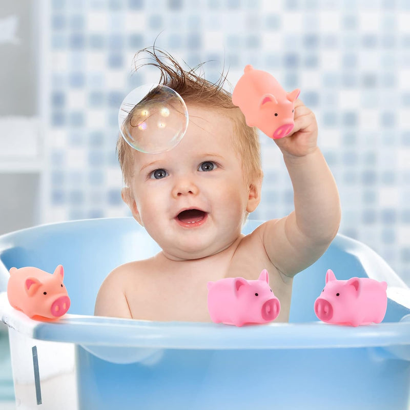 Hestya 100 Mini Rubber Bath Duck Pig Floats Ducks Pigs Bath Toys for Baby Shower Birthday Pig Duck Themed Gifts for Favors (Nude, Pink, Pig)