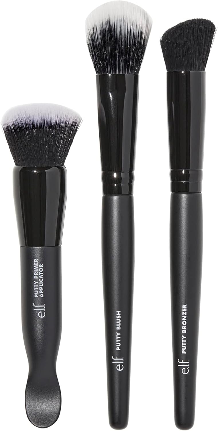 e.l.f. Putty Tools Trio, Set Of 3 Face Makeup Brushes For Putty Products, Helps You Easily Blend Putty Primer, Blush & Bronzer, Vegan & Cruelty-Free