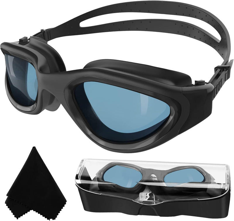 Winline Swimming Goggles Polarized Lenses Anti Fog Anti UV Waterproof Clear Vision Easy Adjust Soft Bridge for Men Women Adults Teens - All Black/Polarized Smoke Lens