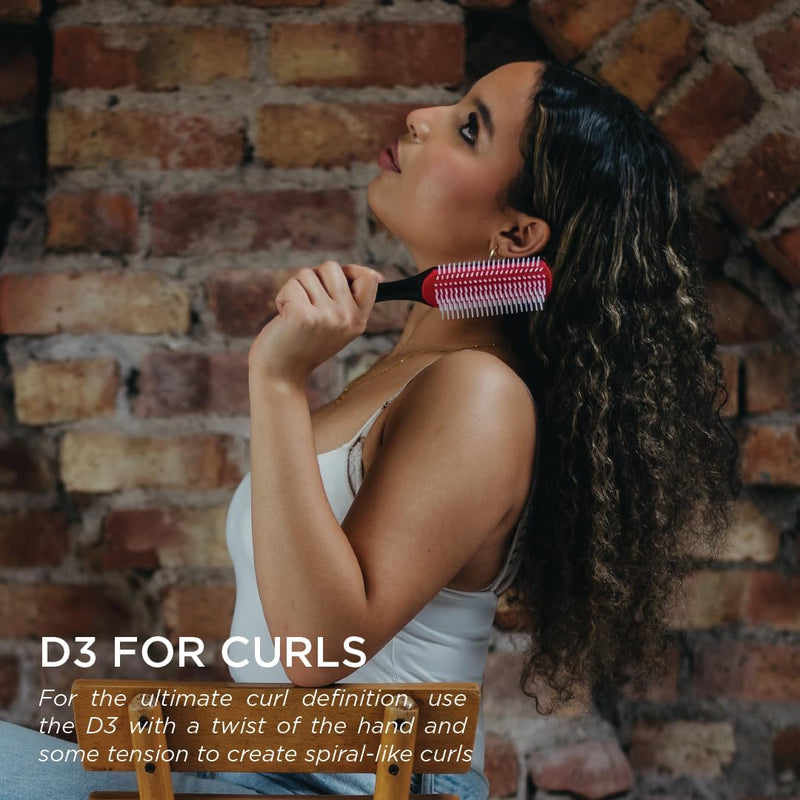 Denman Classic Styling Brush 7 Rows - D3 - Hair Brush for Blow-Drying & Styling â€“ Detangling, Separating, Shaping & Defining Curls