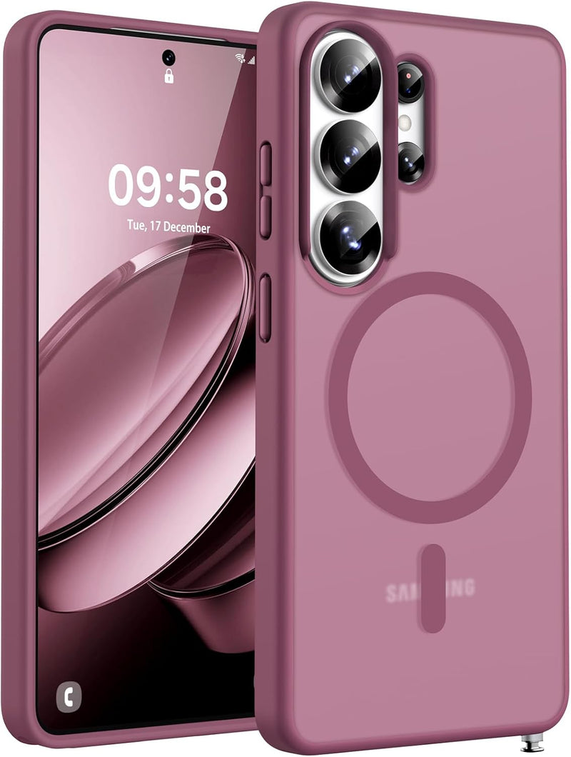 TOCOL for iPhone 17 Pro Case 6.3-Inch, Upgraded Camera Protection, Built-in Ring, Compatible with MagSafe, Shockproof Non-slip Translucent Matte Phone Case, Dark Blue - Plum S26 Ultra