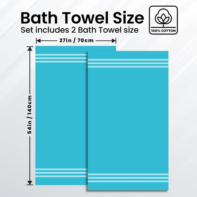 Infinitee Xclusives Premium Cotton Bath Towels Set of 2 (70 x 140 cm) Soft, Highly Absorbent, Quick Dry Towels - Perfect Towels for Bathroom, Gym, Spa & Hotel (Brilliant White)
