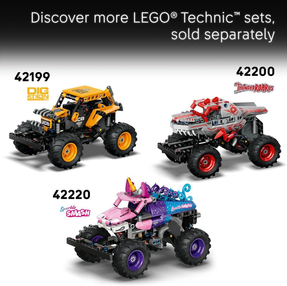 Technic Monster Jam Grave Digger Fire and Ice - Pull-Back Truck Toy - Race Car Model Kit w/Authentic Details - Birthday Gift for 7+ Year Old Boys, Girls & Fans - 42219 – image 7