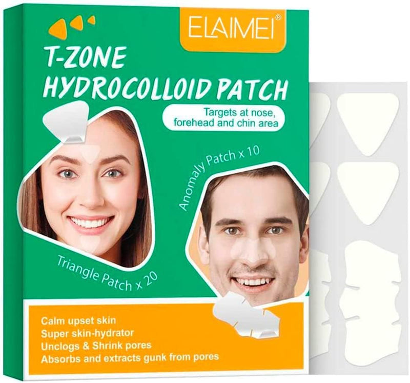 KANZA - 30 Pcs T-Zone Hydrocolloid Patches| Cleansing Blackhead Remover| Acne Patch Pimple Remover for Zit Breakouts |Nose and Forehead Patch |Painless,Safe |Removes Pimple,Acne Nose Gunk Pores