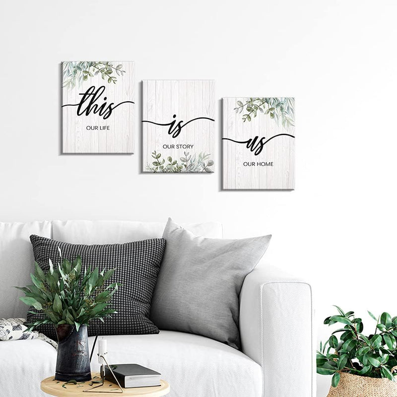 Kas Home Thankful Grateful Blessed Wall Decor Canvas Inspirational Quote Sign Farmhouse Rustic Wall Art Positive Word Hanging Decoration for Bedroom Living Room Kitchen Framed Plaque (10.6 x 13.7