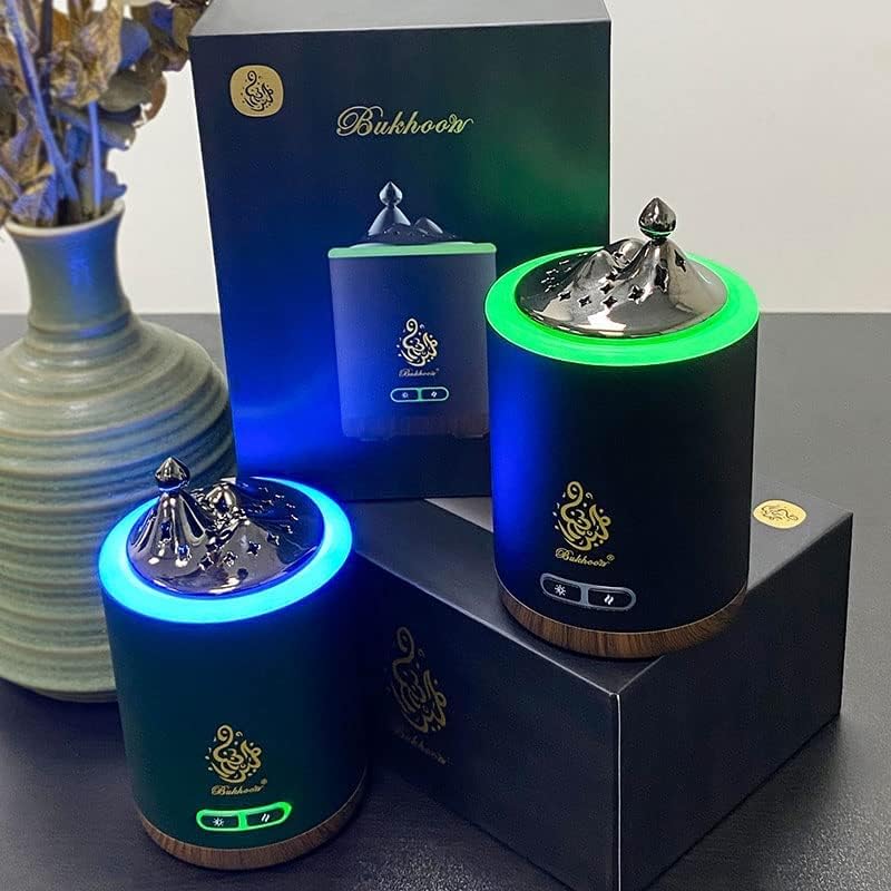 •Bukhoor Burner Circular Tower With RGB Light Bakhoor Burner Arabic Electric Mubkhar Burner Incense Burner Bukhoor Burner with Light.