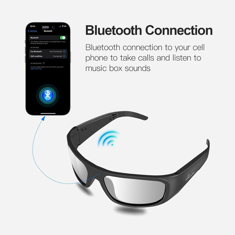 OhO sunshine Smart Glasses Unisex,Polarized Sunglasses with Bluetooth Speaker,Athletic/Outdoor UV Protection and Voice Control