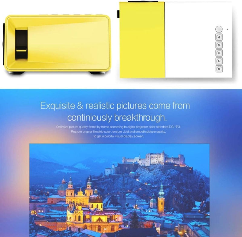 YG300 Mini Portable Projector 400 - 600 Lumens LCD Video Projector Support HDMI / USB / AV / CVBS/ Remote Control for Home Cinema Theater Indoor/Outdoor Movie projectors Yellow