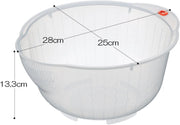 Japanese Rice Washing Bowl with Side and Bottom Drainers, Clear - 1