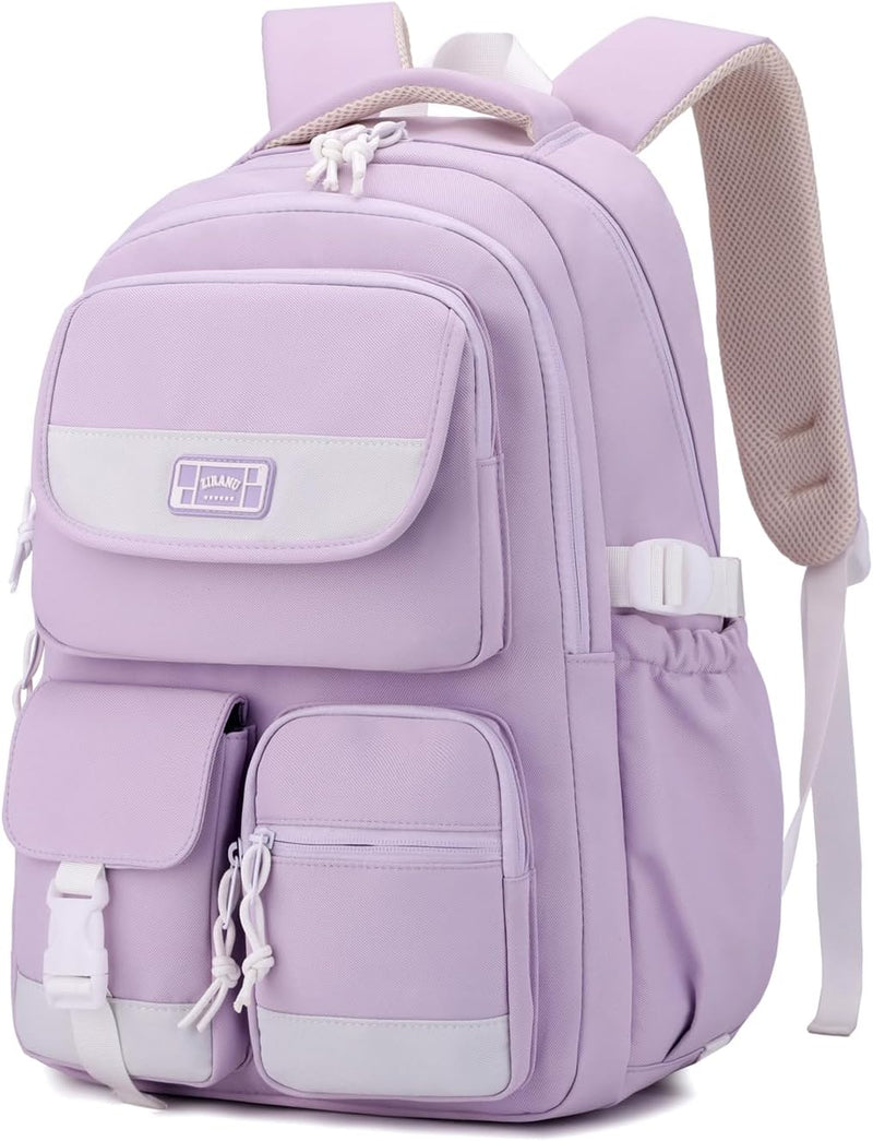Cute Girls Backpack,Kids School Backpack for Girls Boys,Elementary Middle School Bags Lightweight Bookbag for Teens - Style-a Purple