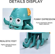 Octopus Beach Toys, Baby Bath Toy, Interactive Bath Toys, Wind Up Octopus Pull Along Toy with Rope for Toddlers Boys Girls, Plastic Water Toy for Swimming Summer Pool Bathroom Float Bath (Blue)