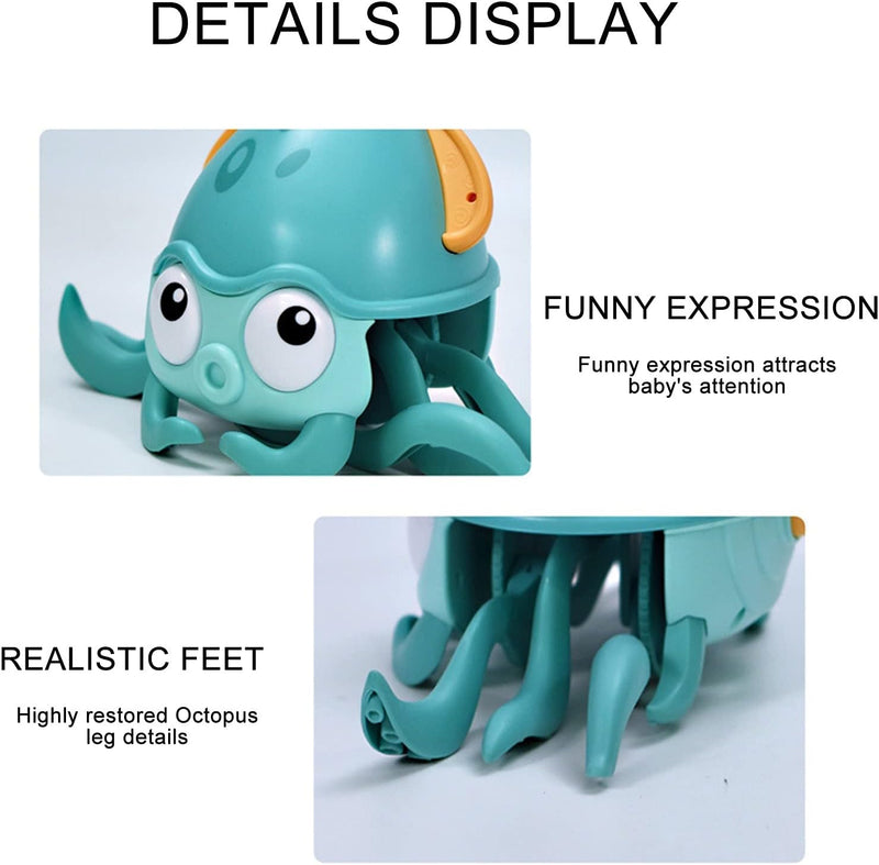 Octopus Beach Toys, Baby Bath Toy, Interactive Bath Toys, Wind Up Octopus Pull Along Toy with Rope for Toddlers Boys Girls, Plastic Water Toy for Swimming Summer Pool Bathroom Float Bath (Blue)