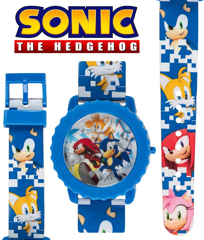 Accutime SNC4028AZ Sonic The Hedgehog LCD Display Quartz Watch for Kids, 36.5 mm Diameter, Blue