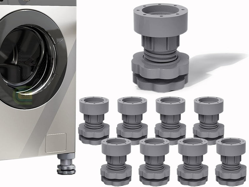 Anti Vibration Pads for Washer & Dryer - 8Pcs Adjustable Rubber Feet - Noise Reducing, Anti-Slip, Stabilizes & Prevents Walking - Protects Pedestals, Easy Install, Durable Design