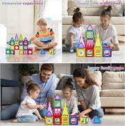 Baybee 34 Pcs 3D Magnetic Tiles Set Toys for Kids toddlers 3+, Building Blocks Construction, Magnitiles, Preschool Sensory Learning Toys, Creativity Birthday Gifts for Boys & Girls (Multi color) - Multi color