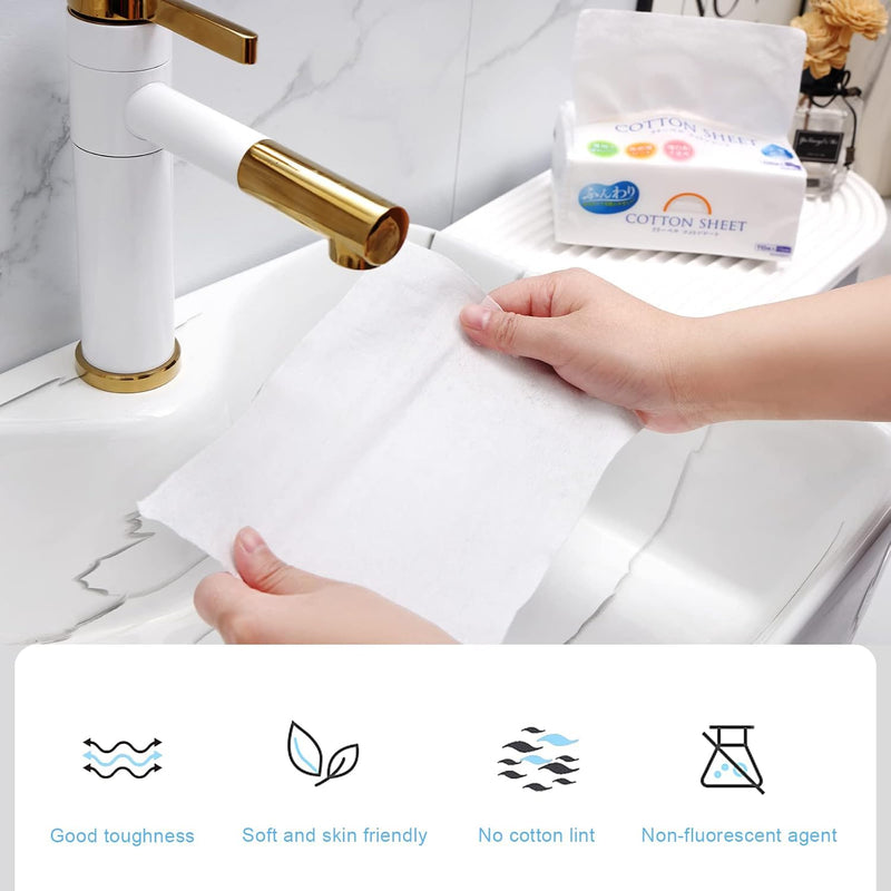 MAKINGTEC Disposable Face Towel, Facial Tissues, Wet Dry Face Cloths, Biodegradable Clean Towels, Makeup Remover Wipes Ultra Soft for Sensitive Skin, Extra Thick for Cleansing (3 Pack)