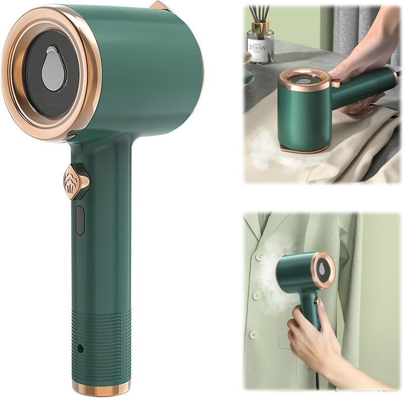 TERRIFI Steamer for Clothes, Portable Mini Iron, Small Travel Steam Iron, Handheld Garment Steamer, Fast Heat Up, Clothes Steamer for Home and Travel, 50ml Water Tank, Green
