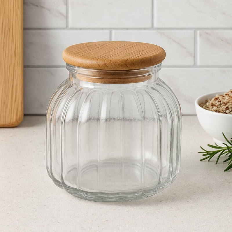 FITTO Cereal Dispenser Glass Jars with Lids Airtight Kitchen Storage Containers for Dry Food, Coffee Beans, Tea, Sugar, and Candy