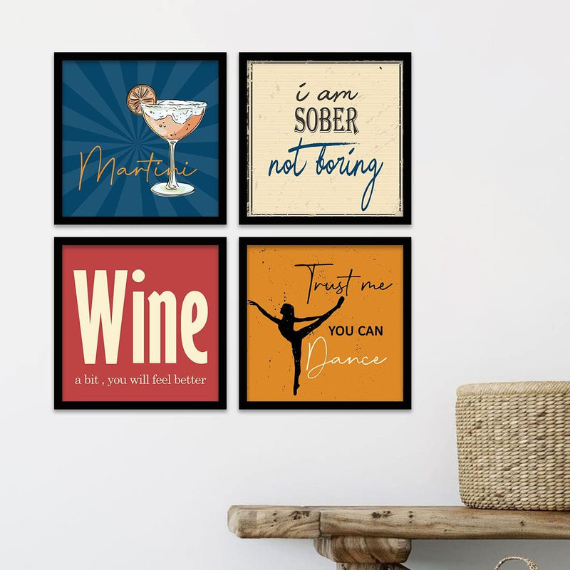 kotart Engineered Wood Photo Frames For Kitchen And Restaurant Wall Decoration - Food Quotes Decor Poster With Frame (11 Inch X 11 Inch, Multi) Design-2, Square)