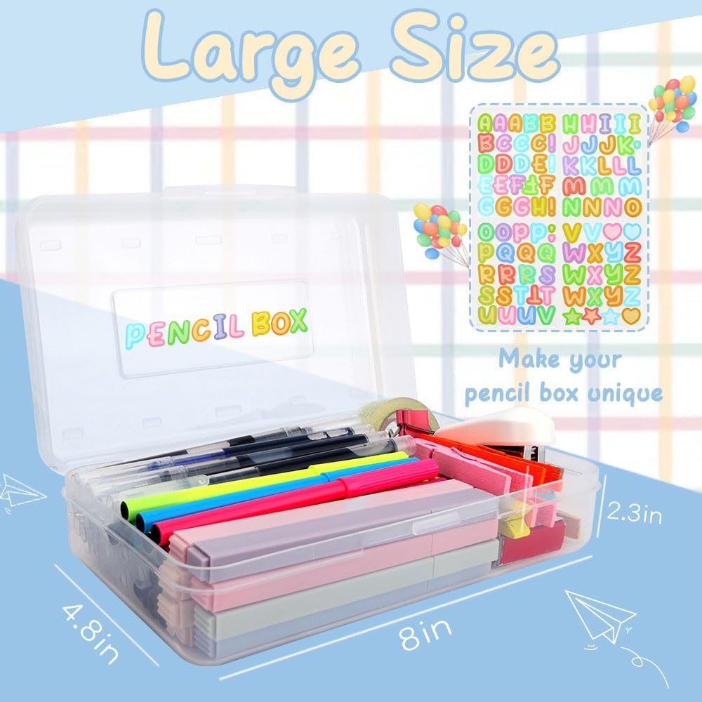 Pencil Box, Large Capacity Pencil Case,1 Pack Plastic Pencil Case Boxes, Clear Crayon Box with Snap-tight Lid Stackable Design, Hard Pencil Case,Supply Boxes for Office Supplies, White – image 5