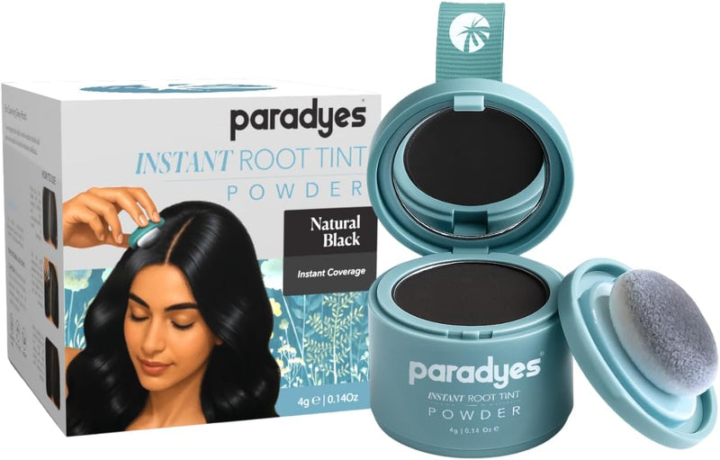 Paradyes Cover Up Powder Dark Brown Instant Root Tint Covers Grey Roots & Bald Spots Instantly for Women & Men Long-Lasting Matte Finish Easy Application 4gm - Natural Black