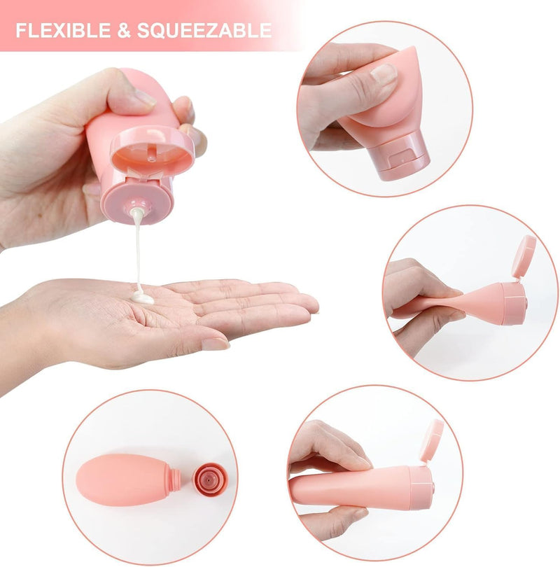 DOCAT Travel Bottles for Toiletries, Pack of 3 Portable Silicone Travel Container Set for Cream, Shampoo, Hand Wash, Lotion Storage, Leakproof Mini Travel Essentials for Women Travel Accessories- 60ml