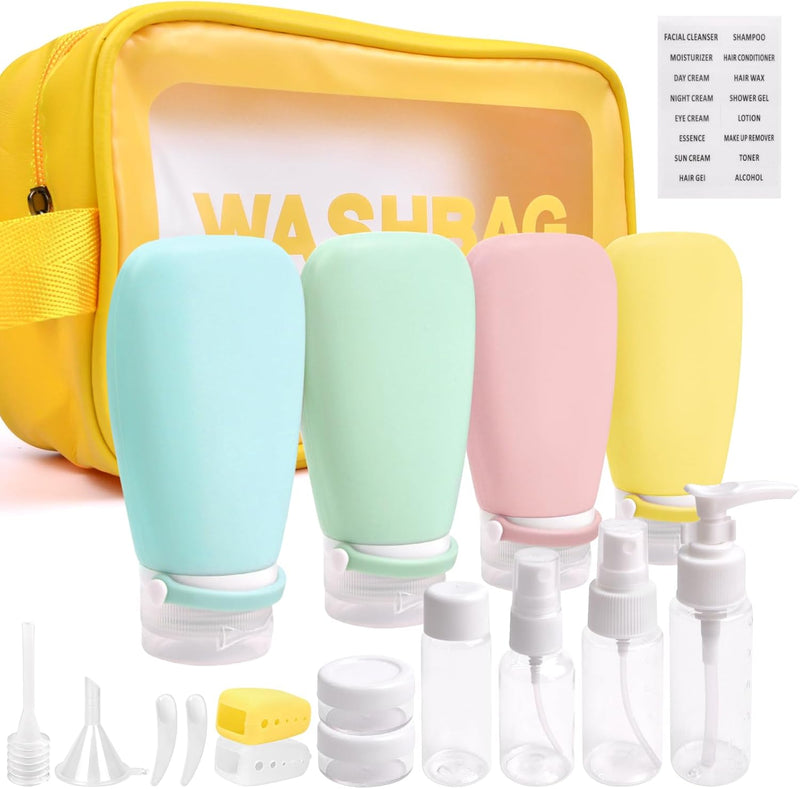 Noideeer 18 Pack Travel Bottle Set, 3oz Silicone Travel Containers, TSA Approved, BPA Free, with a Special Leak-Proof Design. Refillable Liquid Travel Size Toiletries Ideal.