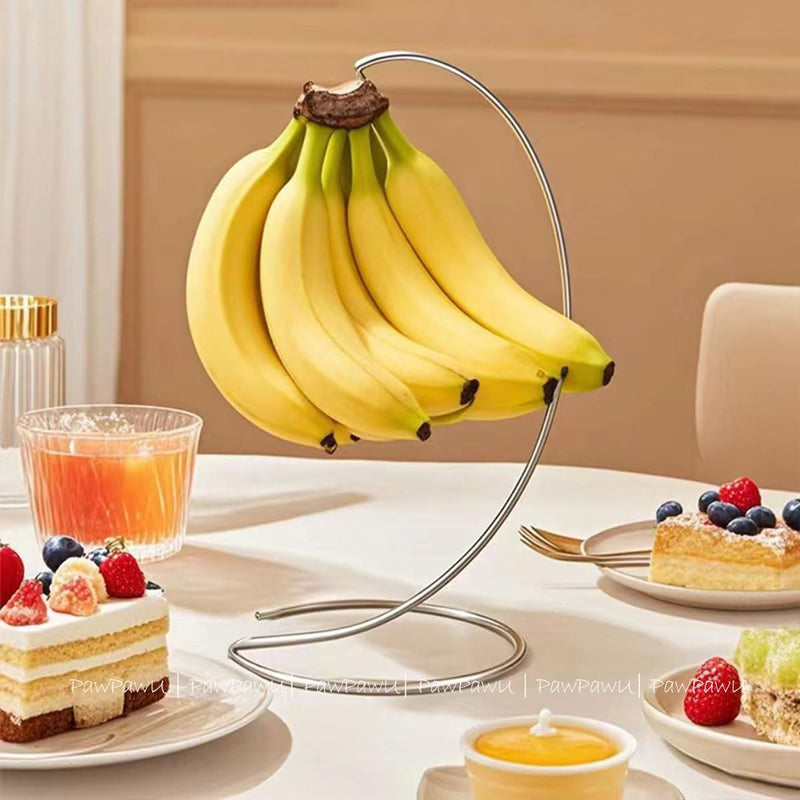 Banana Holder Stand - Stainless Steel Kitchen Counter Tree Hook for Bananas, Grapes & Vine Tomatoes, Prevents Bruising & Extends Freshness