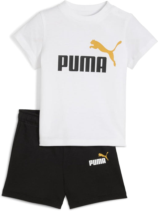 Unisex Kids MINICATS ESS Tee and Shorts Set INF PUMA T-Shirt - PUMA White-Archive Gold