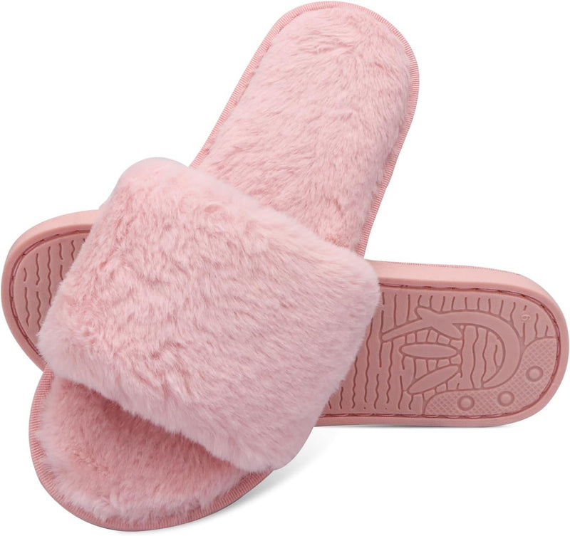 URbazaar Women‘s House Slippers Faux Fur Fashion Warm Shoes Woman Slippers Comfortable Home Furry Slippers,Lightweight Non Slip House Slippers For Cozy Indoor Outdoor