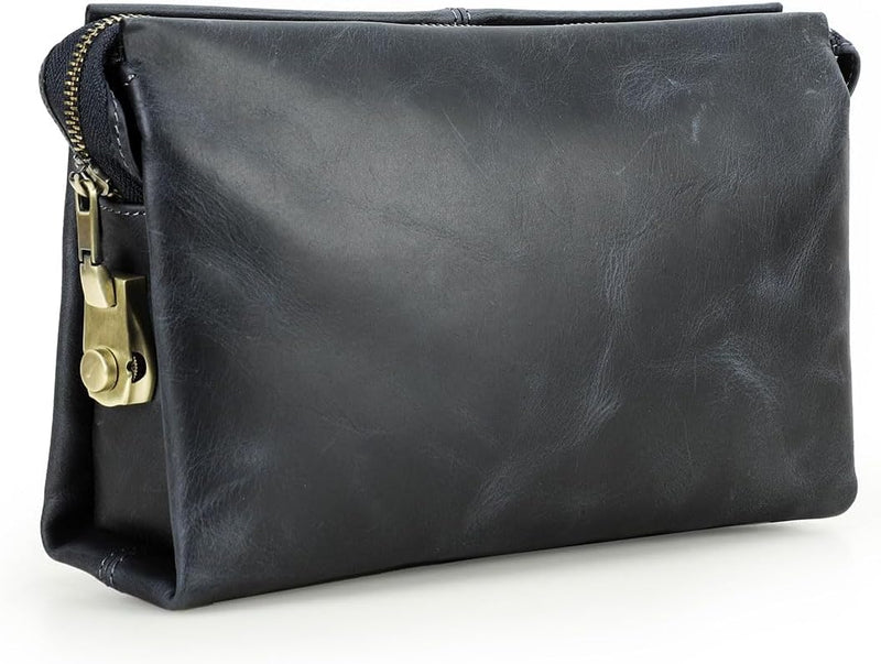 Leather Men Clutch Purse Bag, Mens Business Code Lock Wallet Anti Theft Clutch Phone Holder Handbag Travel - Blue