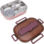 4 Compartment Bento Box, 316 Stainless Steel Leakproof Lunch Box, Meal Prep Container with Spoon Chopsticks Soup Bowl Phone Stand for Office School Travel Outdoor (Pink and Purple) - Pink and Purple