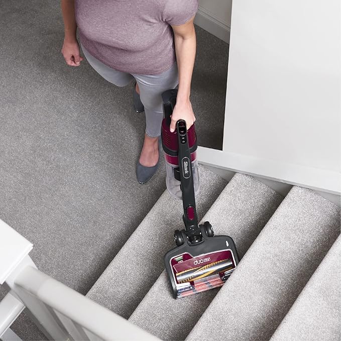 Shark Cordless Stick Vacuum Cleaner with Anti Hair Wrap, 40 Minute Run time, Flexible DuoClean Vacuum Cleaner with LED Lights, Dusting Brush, Crevice & Upholstery Tools, Burgundy Red, IZ201ME