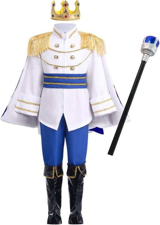 IDOPIP Boys Prince Charming Costume Prince Dress up Medieval Royal Prince Outfit Costume for Toddler Kid Boy HalloweenCosplay - Royal Blue
