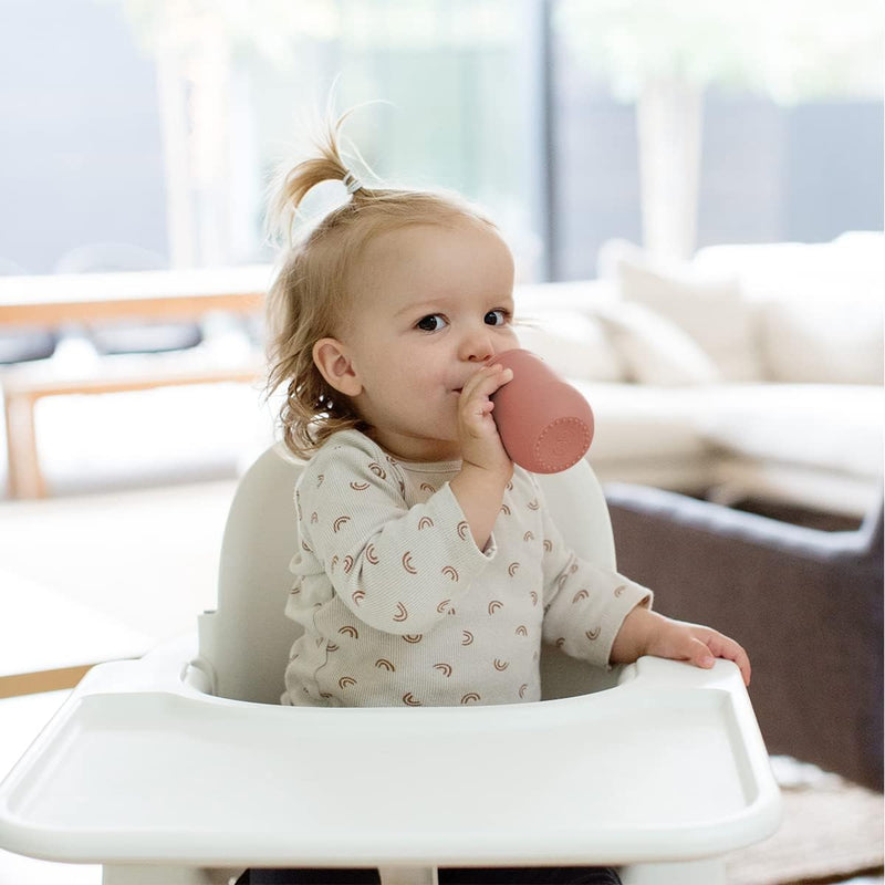 ez pz Ezpz Mini Cup + Straw Training System (Blush) - 100% Silicone Training Cup For Infants + Toddlers - Designed By A Pediatric Feeding Specialist - 9 Months+