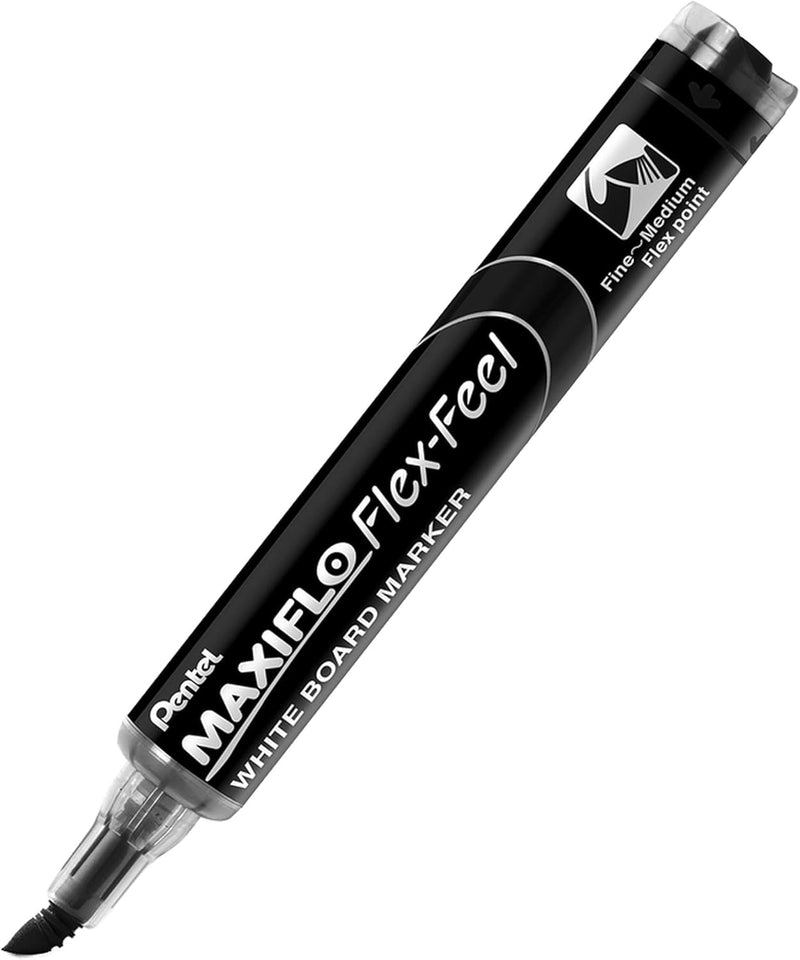 Pentel Maxiflo flex-feel 4.6 mm White Board Marker, Black, Pack of 12