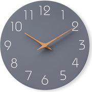 Mosewa Silent Non-Ticking Wall Clock Decorative for Kitchen, Bedroom, Bathroom, Office, Living Room, Battery Operated - 10 Inch Wood Modern Simple (Gray) - 16 Inch C_gray