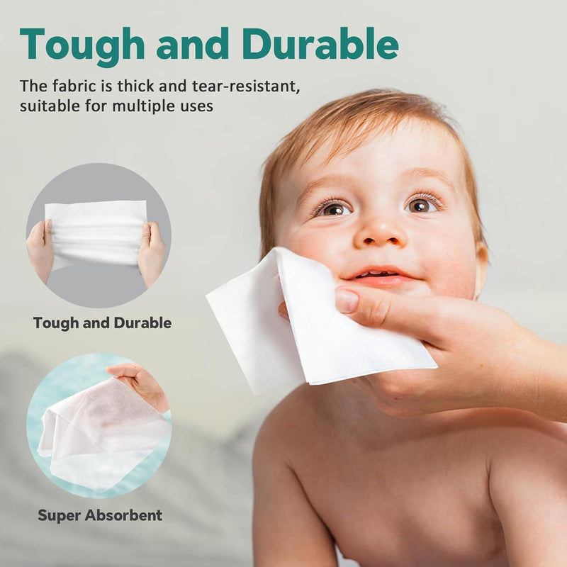 Disposable Face Towels, 100% Cotton Facial Tissues for Dry & Wet Use, Facial Wash Cloth for Sensitive Skin, Super Soft & Thick Facial Towels for Adults and Baby, Makeup Remover Dry Wipes, 600 Count