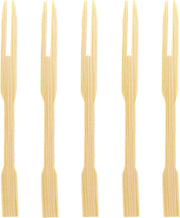 Bamboo Forks 9cm,(50pcs) Mini Food Picks for Party, Banquet, Buffet, Catering, and Daily Life. Two Prongs - Blunt End Toothpicks for Appetizer