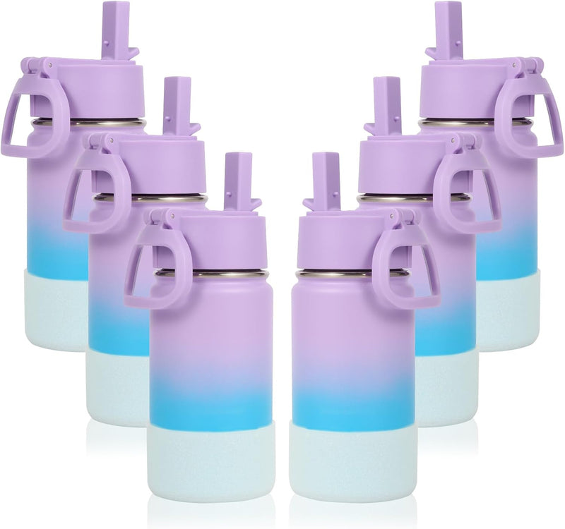 14oz KIds Stainless Steel Insulated Leakproof Water Bottle with Straw Lid and Silicone Boot,BPA-Free Easy Use for Boys&Girls,Double Wall Vacuum Bottles(Purple Blue,1) - 6 Lavender Blue